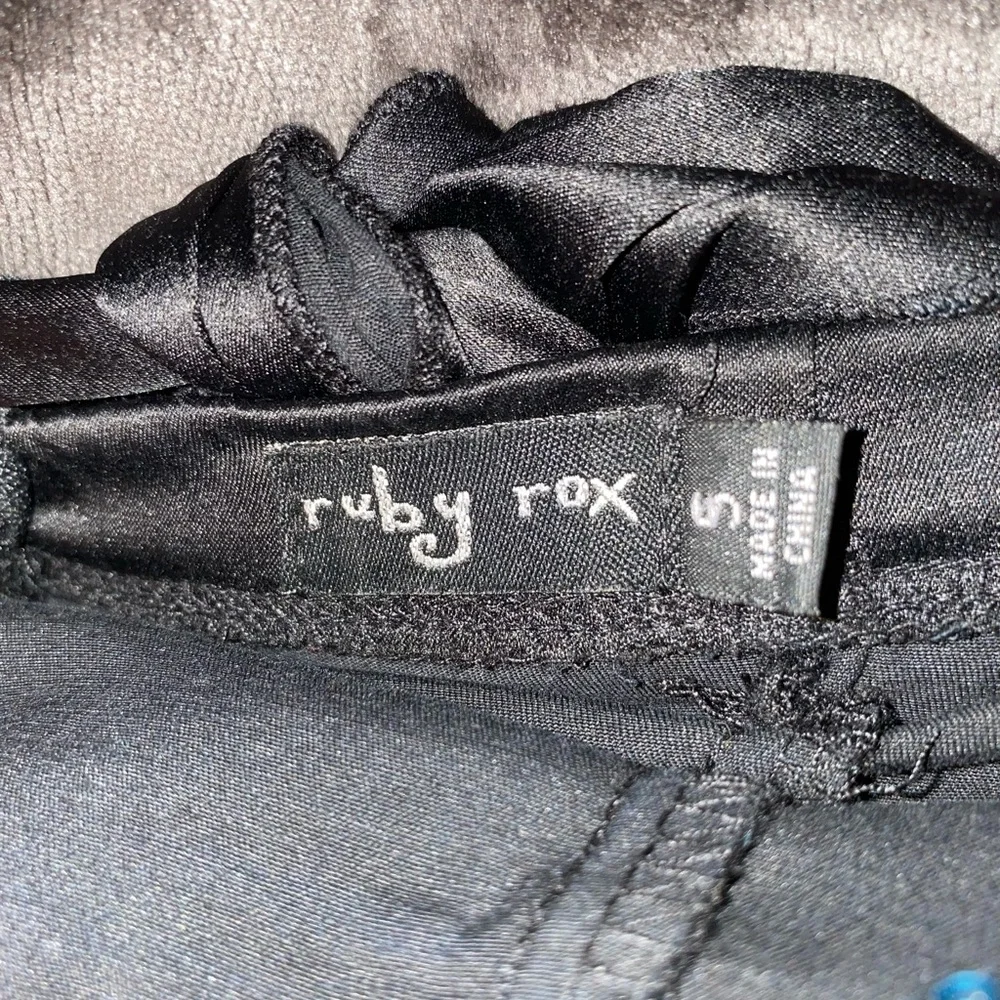 Ruby Rox Dress Size Small Sparkle Strapless Formal Black & Turquoise Party